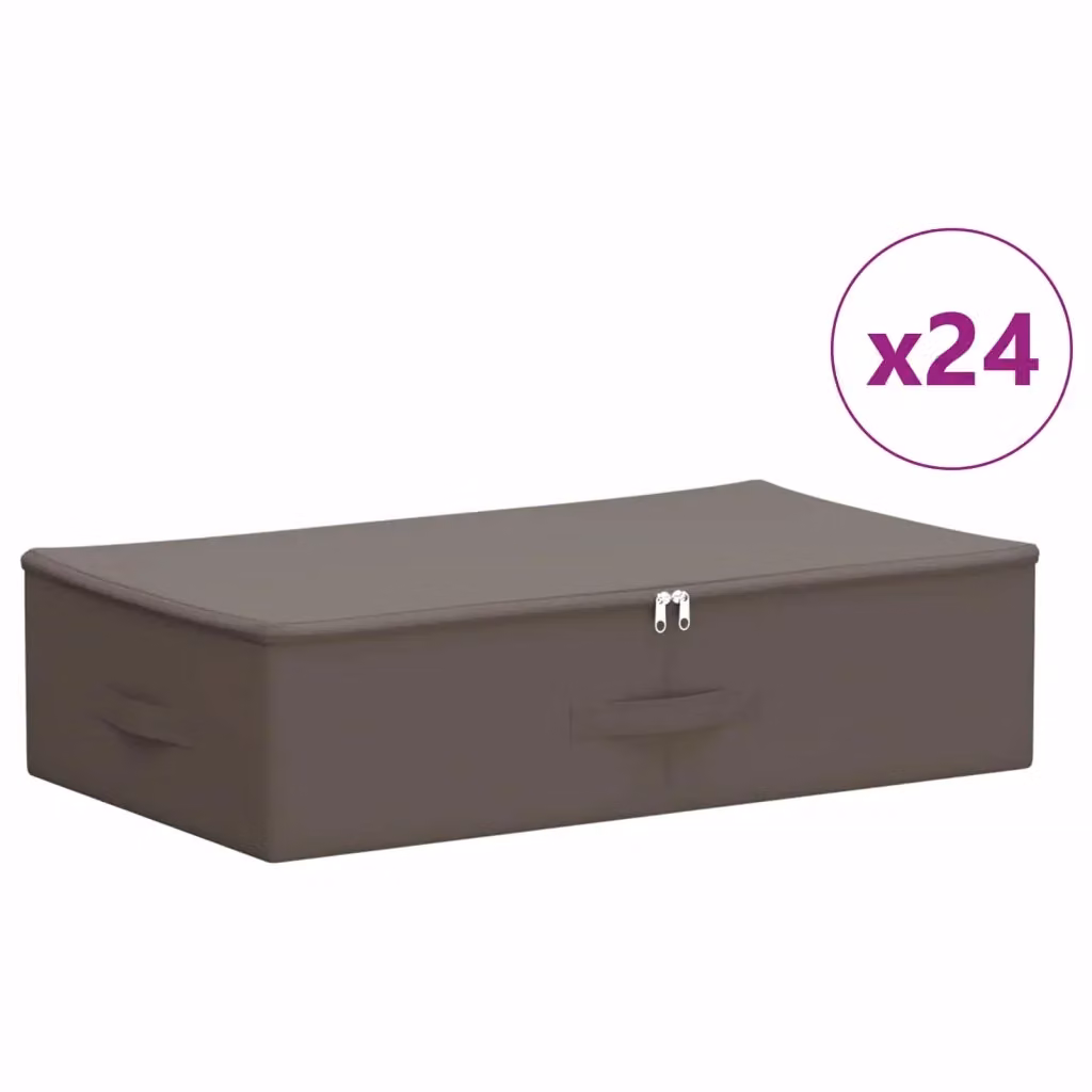 Set di 24 scatole portaoggetti pieghevoli vidaXL in tessuto grigio con maniglie, L 70 cm x P 40 cm x H 18 cm – 2