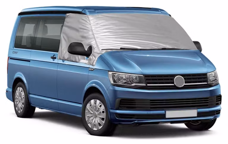 Copertura parasole per parabrezza, compatibile con VW T4, oscurante al 100%, protezione UV, resistente alle intemperie, colore argento