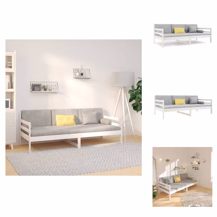 vidaXL Letto da giorno bianco 90x190 cm in legno di pino massiccio - Letti e strutture letto