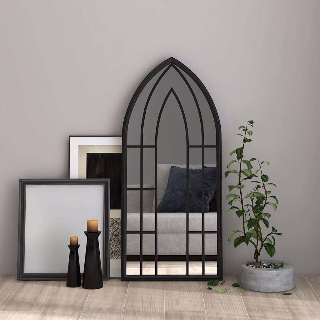 Specchio da parete rettangolare vidaXL in metallo e vetro nero stile antico L: 100 cm, P: 45 cm