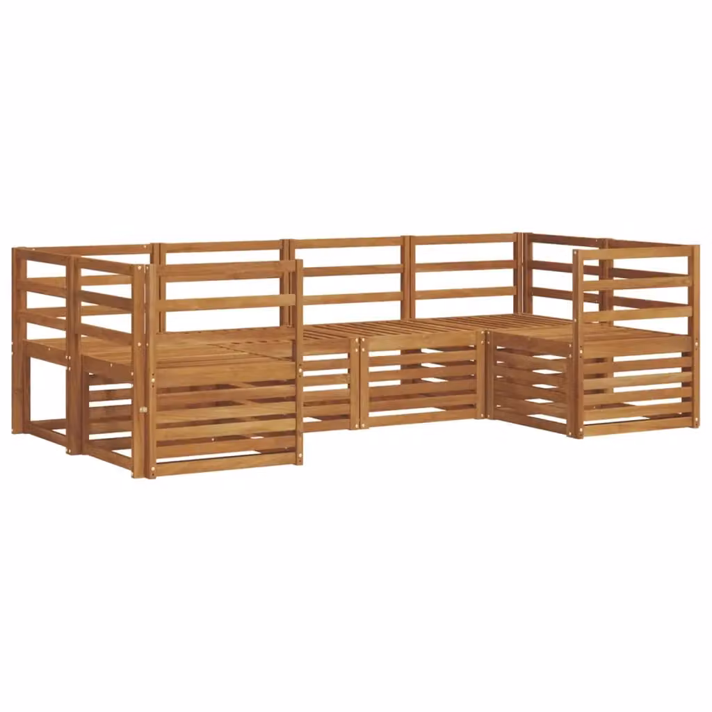 Set di divani da esterno a L vidaXL in legno di acacia con cuscini beige e marrone – 2