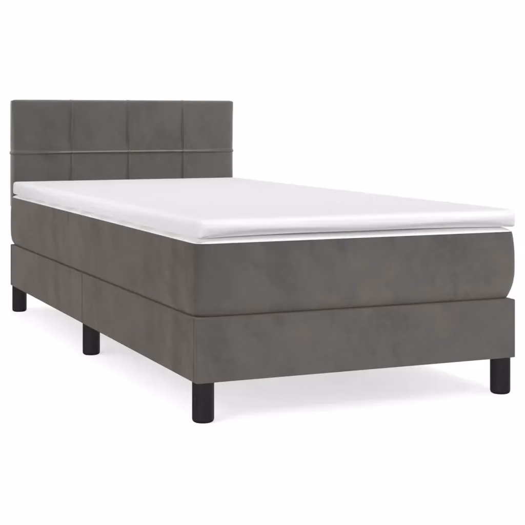 Letto Ibrido con Giroletto a Molle e Materasso vidaXL in Velluto Grigio e Bianco L/P/H: 100 x 200 x 203 cm – 2