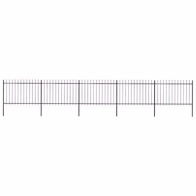 Recinzione da giardino vidaXL in acciaio con punta a lancia, colore nero, L: 838 cm, H: 120 cm