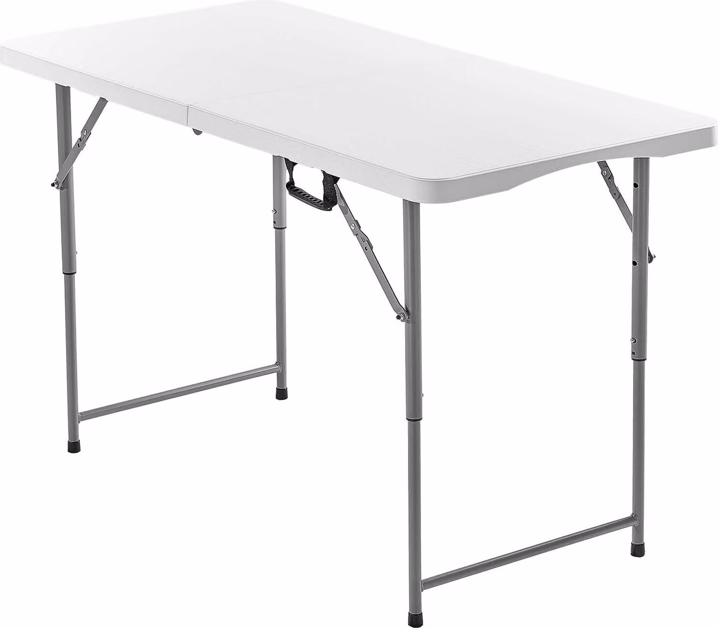 SucceBuy tavolo pieghevole da buffet tavolo portatile multiuso 122 cm, tavolo rettangolare in plastica con funzione regolabile in altezza e maniglia integrata, tavolo da giardino tavolo da campeggio per feste, picnic e campeggio, bianco