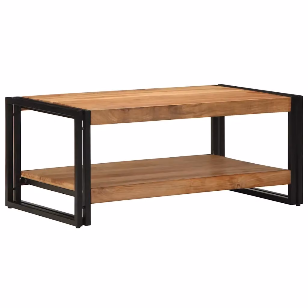 Tavolino da salotto rettangolare vidaXL in legno di acacia e metallo marrone L: 60 cm, P: 50 cm, H: 38 cm – 2