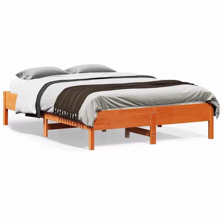 Letto in legno di pino rustico vidaXL, colore marrone cera, L 120 cm x P 200 cm