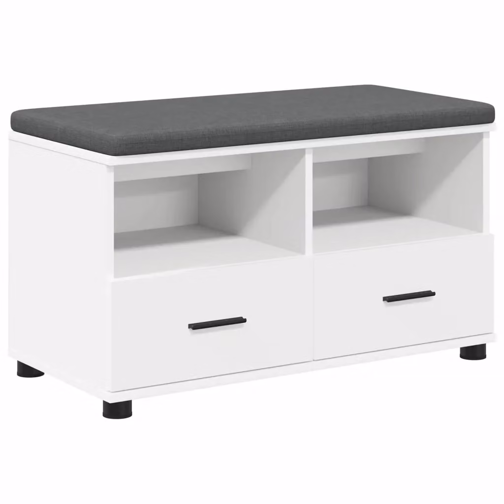 Panca per ingresso con cuscino bianca vidaXL L: 80 cm, P: 38 cm, H: 46 cm – 2