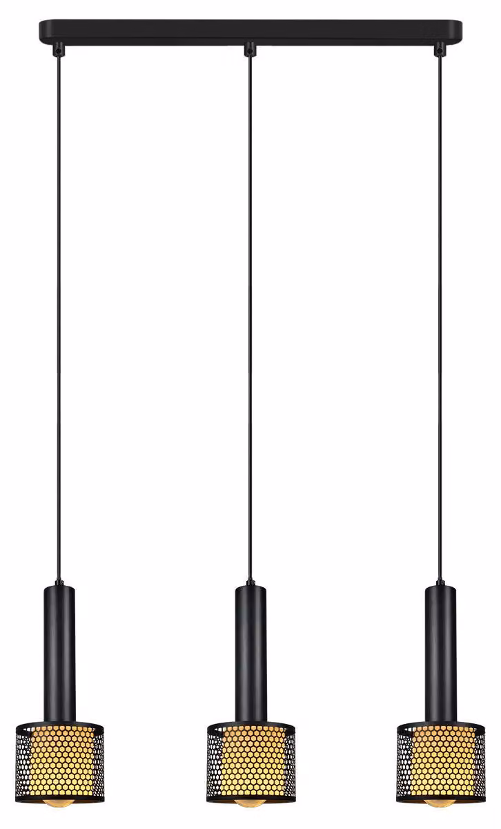 Lampada a sospensione AMO nera 3xE27x15W in metallo, dimensioni: 150x50x12 cm, IP20, Light Prestige