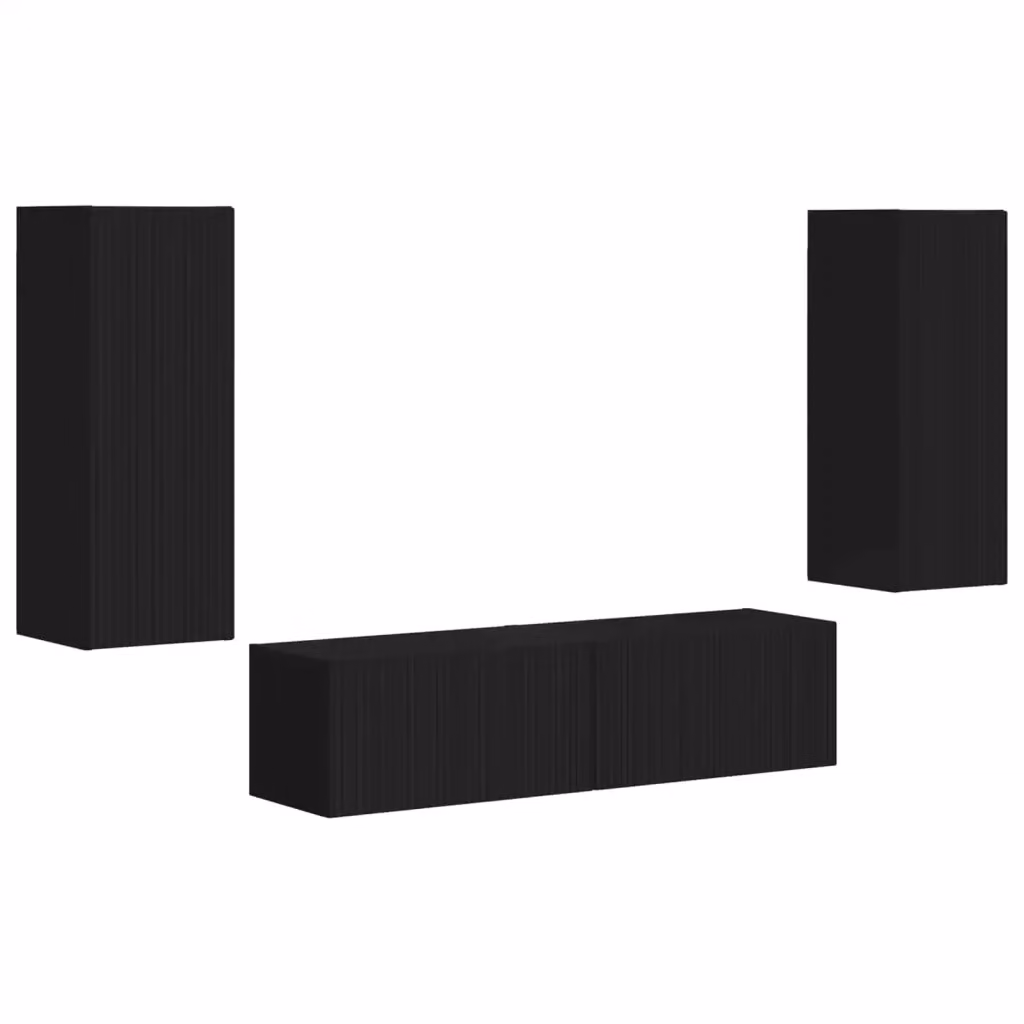 Set di 2 mobili TV moderni vidaXL da appendere a parete in MDF nero e legno – 2