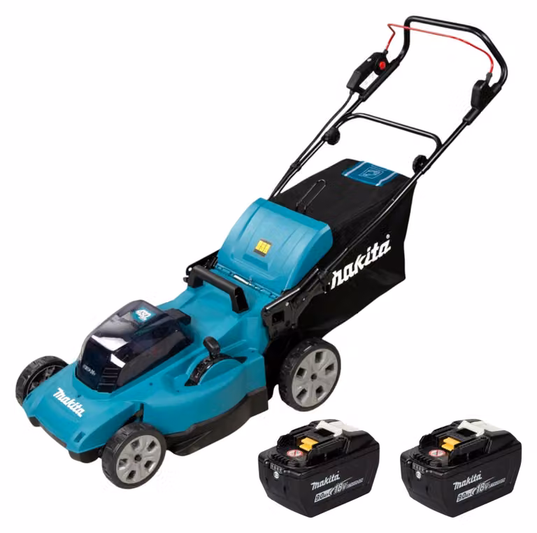 Tosaerba a batteria Makita DLM 480 Z, 36 V (2x 18 V), 48 cm, 62 l + 2 batterie da 9,0 Ah - senza caricabatterie