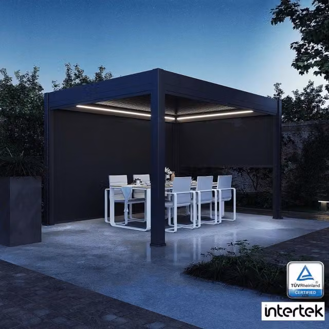 Pergola bioclimatica motorizzata autoportante Ombréa ELMO colore Antracite L: 400 cm, P: 300 cm