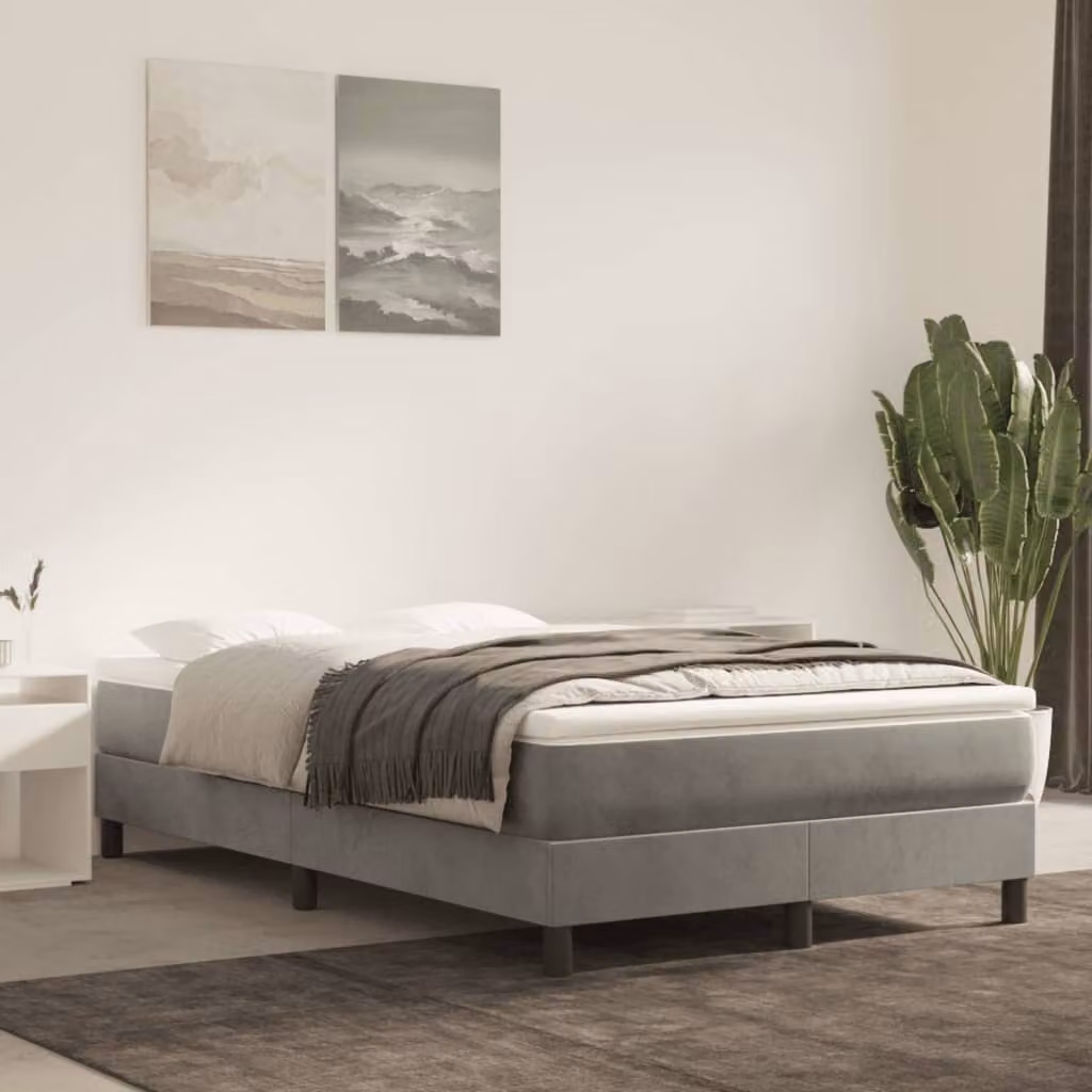 The Living Store Struttura letto grigio chiaro 120x200 cm in velluto