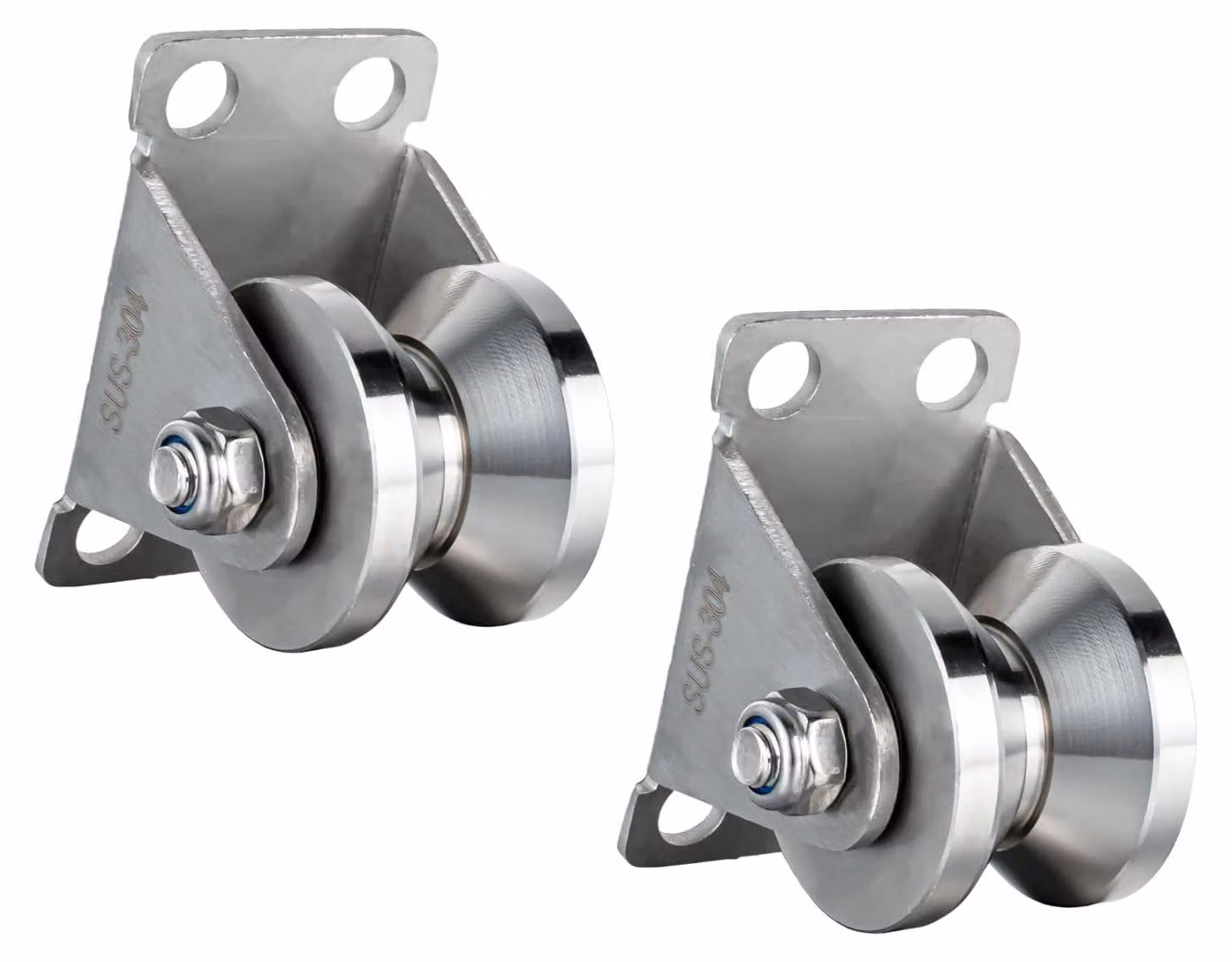 Confezione da 2, carrucole a forma di V, diametro 32 mm, acciaio inossidabile 304, capacità di carico 250 kg
