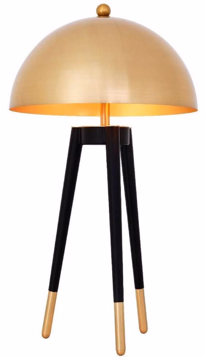 Casa Padrino lampada da tavolo oro/nero Ø 38,5 x H. 69 cm - Lampada da tavolo moderna a treppiede con paralume rotondo in metallo