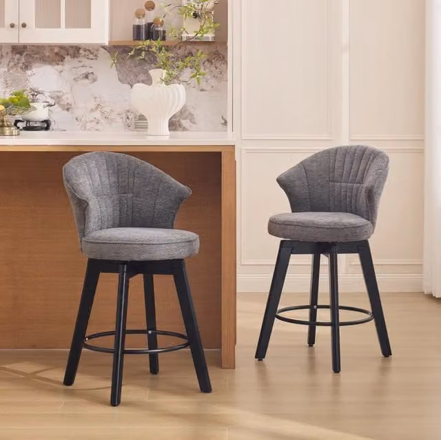 set di 2 sgabelli da bar 52,5x51x92,5 cm grigi – girevoli con schienale e poggiapiedi