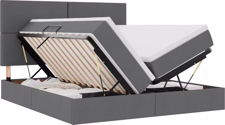 Letto con contenitore LED e materasso Grigio Scuro 180 x 200 cm