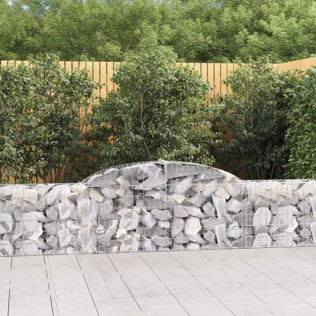 Set di 12 cesti gabbioni ad arco vidaXL in acciaio zincato grigio, L: 300 cm, P: 30 cm, H: 60/80 cm