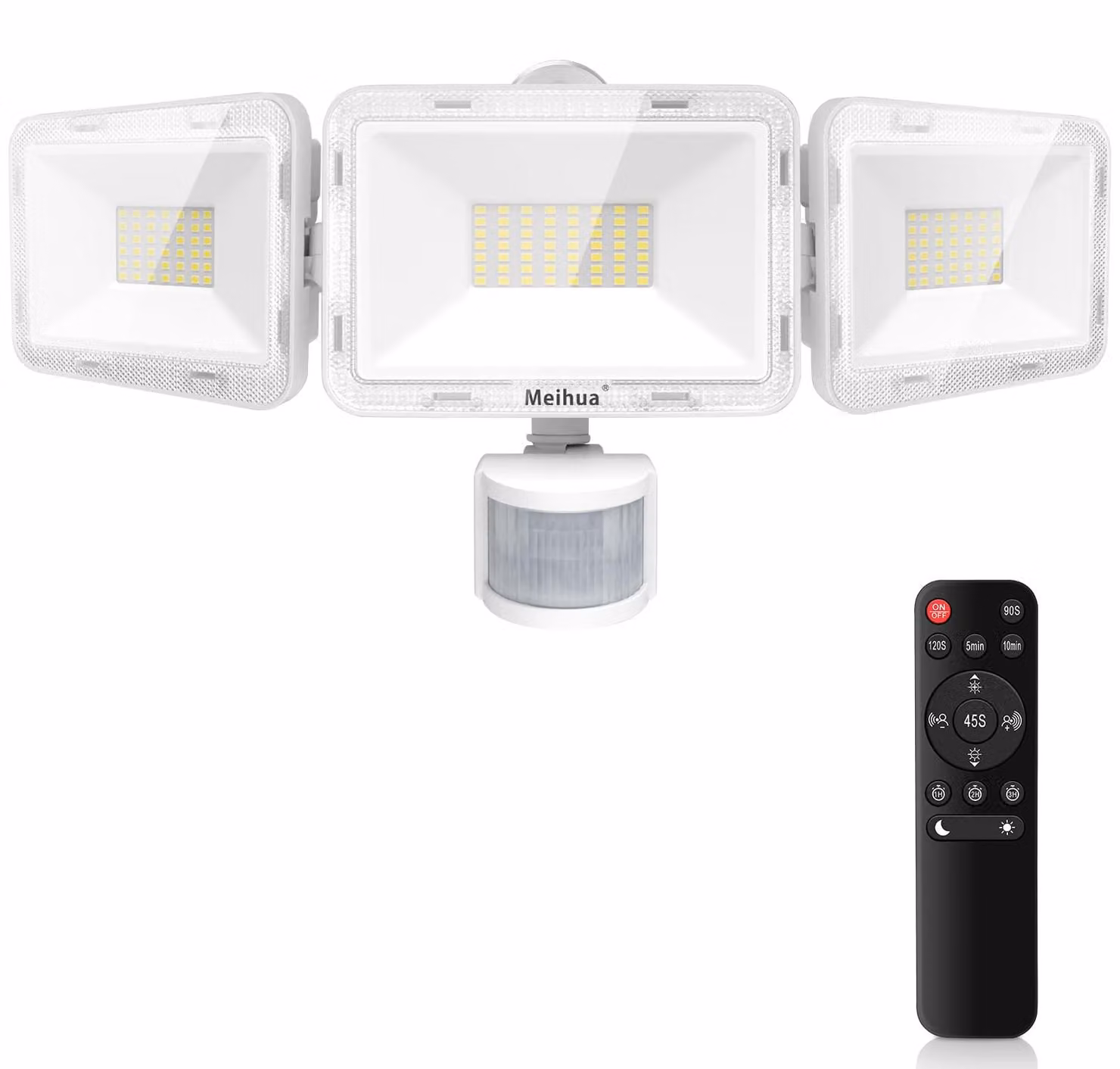 Faretto LED da esterno da 70W con sensore di movimento, a 3 luci, grado di protezione IP66, 6850 lumen