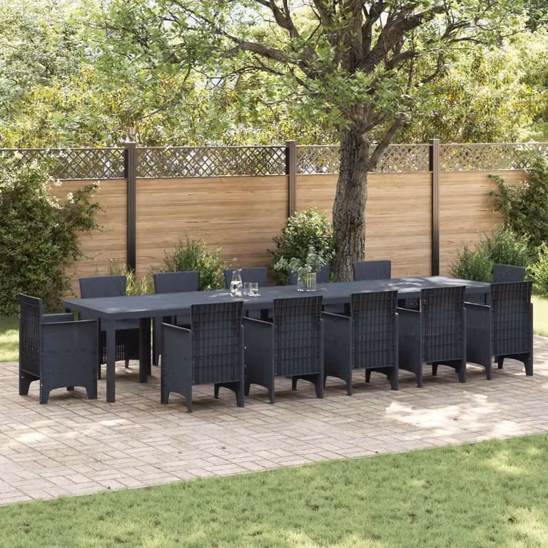 vidaXL Tavolo da Giardino Rettangolare in Polyrattan Antracite L: 400 cm, P: 100 cm, H: 73 cm
