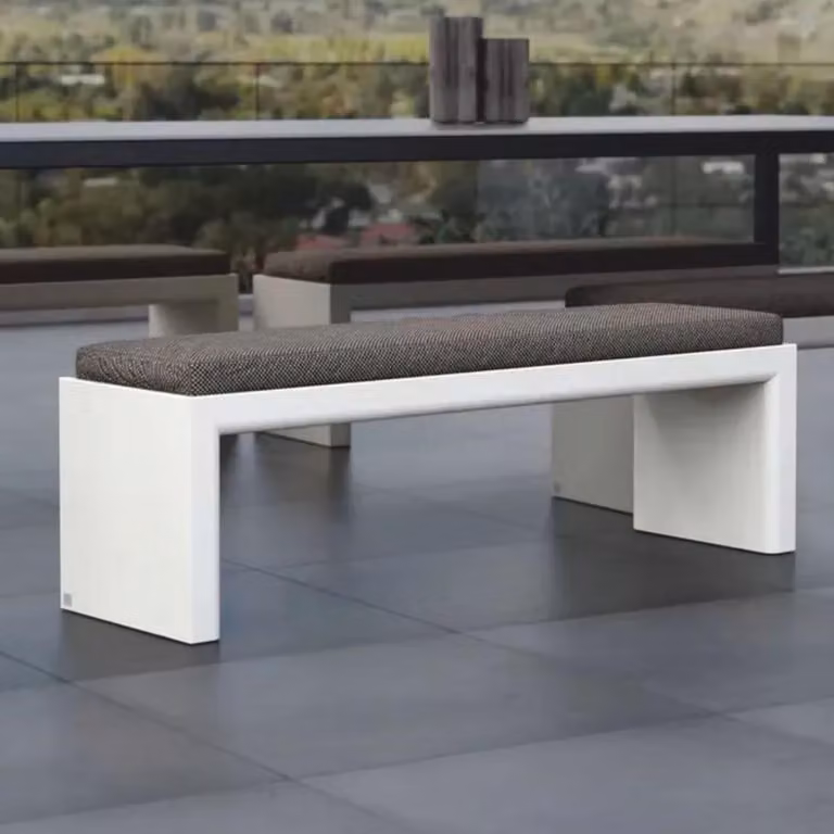 Panca da giardino Casa Padrino grigio scuro / bianco opaco 150 cm - Panca da giardino per esterni