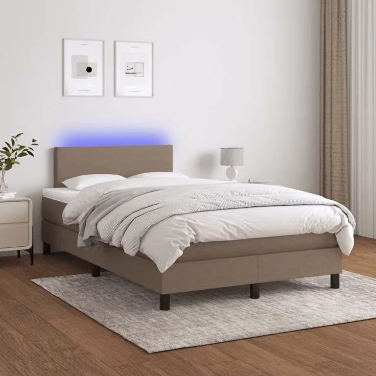 Maison Exclusive - Letto a Molle con Materasso e LED Tortora 120x200cm in Tessuto