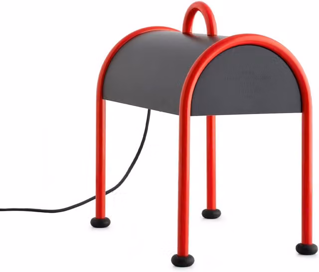 Lampada da terra Stilnovo Valigia rossa in metallo con luce LED warm white