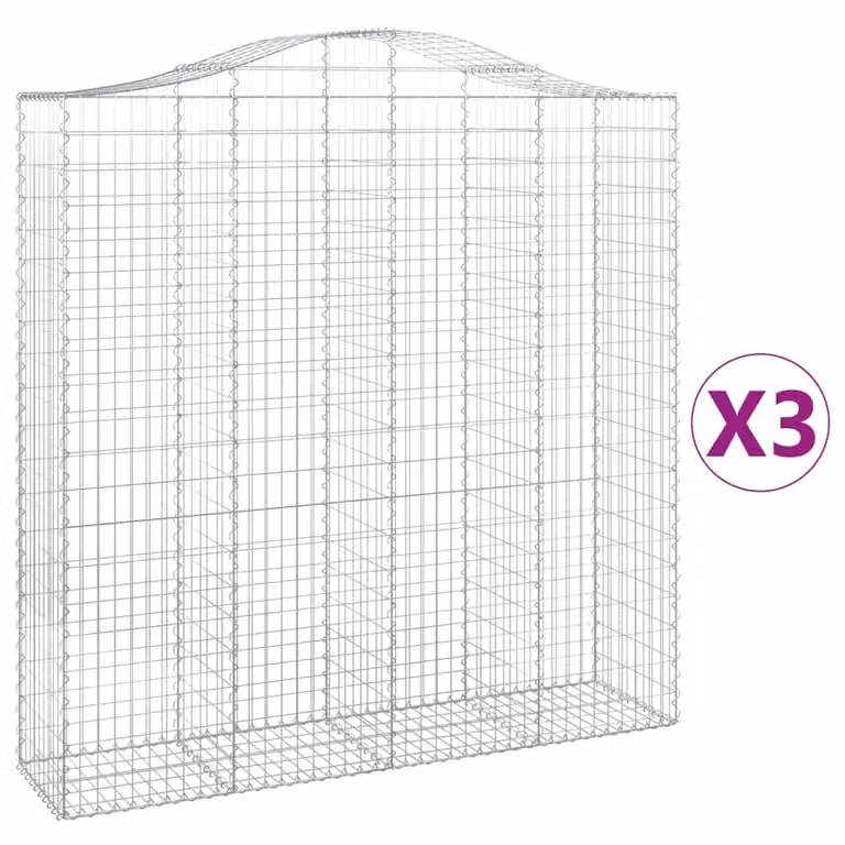 Cesti Gabbioni ad Arco 3 pz 200x50x200/220 cm Ferro Zincato