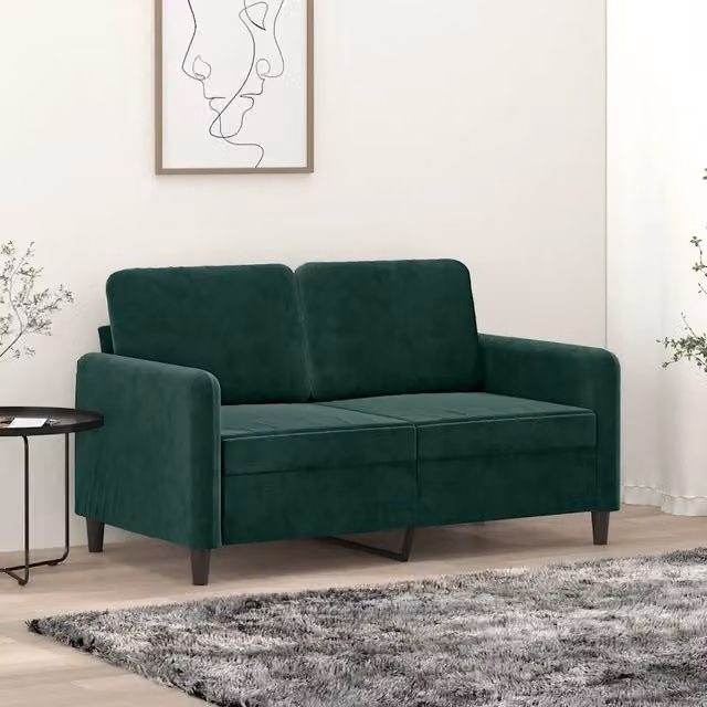 Divano moderno in velluto verde vidaXL con struttura in metallo per il tuo soggiorno L: 138 cm, P: 80 cm, H: 77 cm – 1