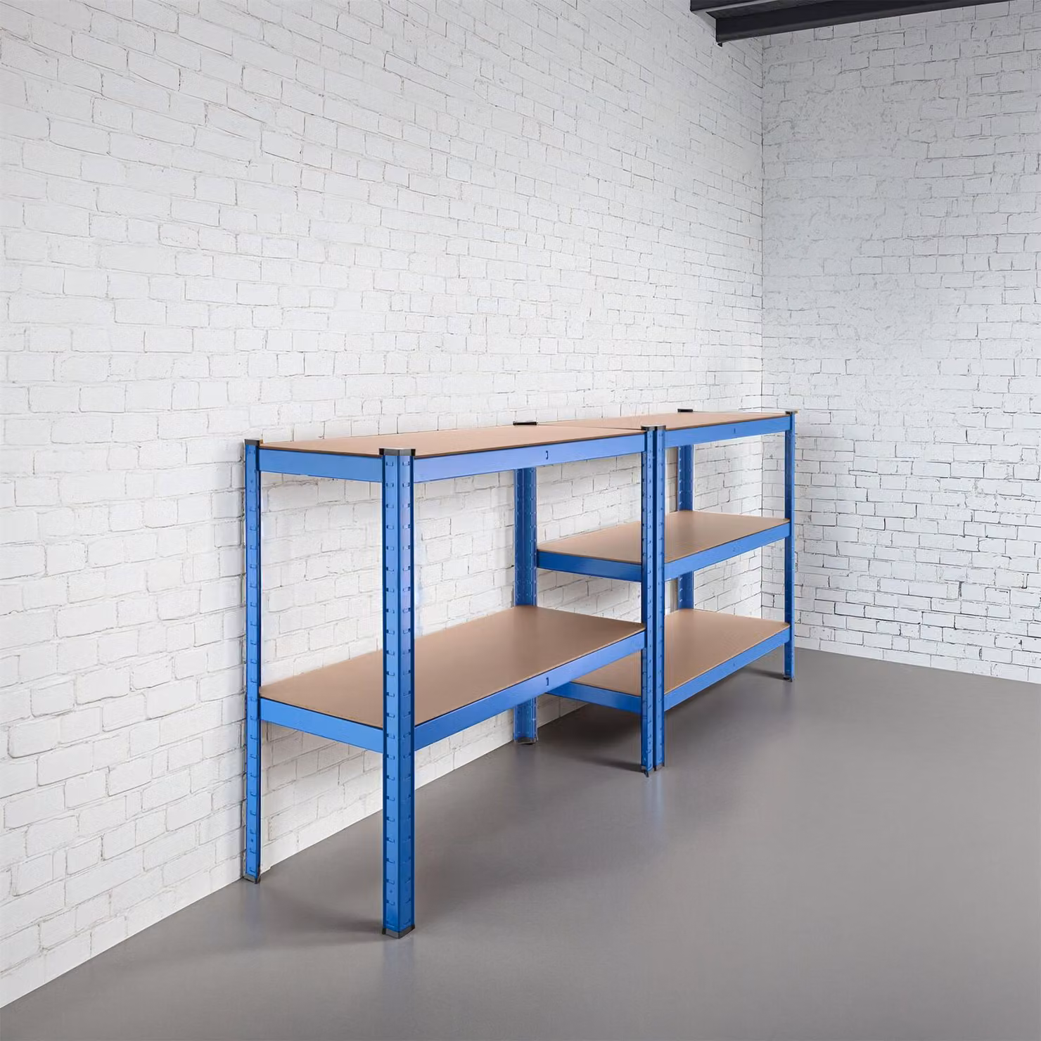 Scaffale da magazzino tectake a 5 piani in acciaio blu L: 180,5 cm, P: 90,5 cm, H: 40,5 cm – 3