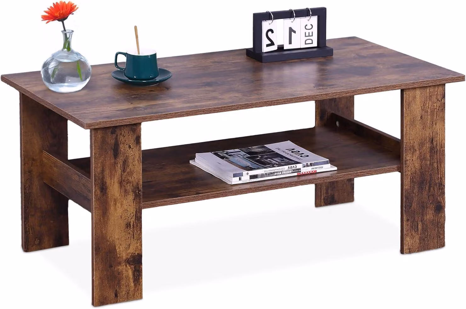 Tavolino da salotto con spazio contenitivo - Legno - Marrone - 53,5 x 100 x 50 cm - Tavolino moderno per il soggiorno