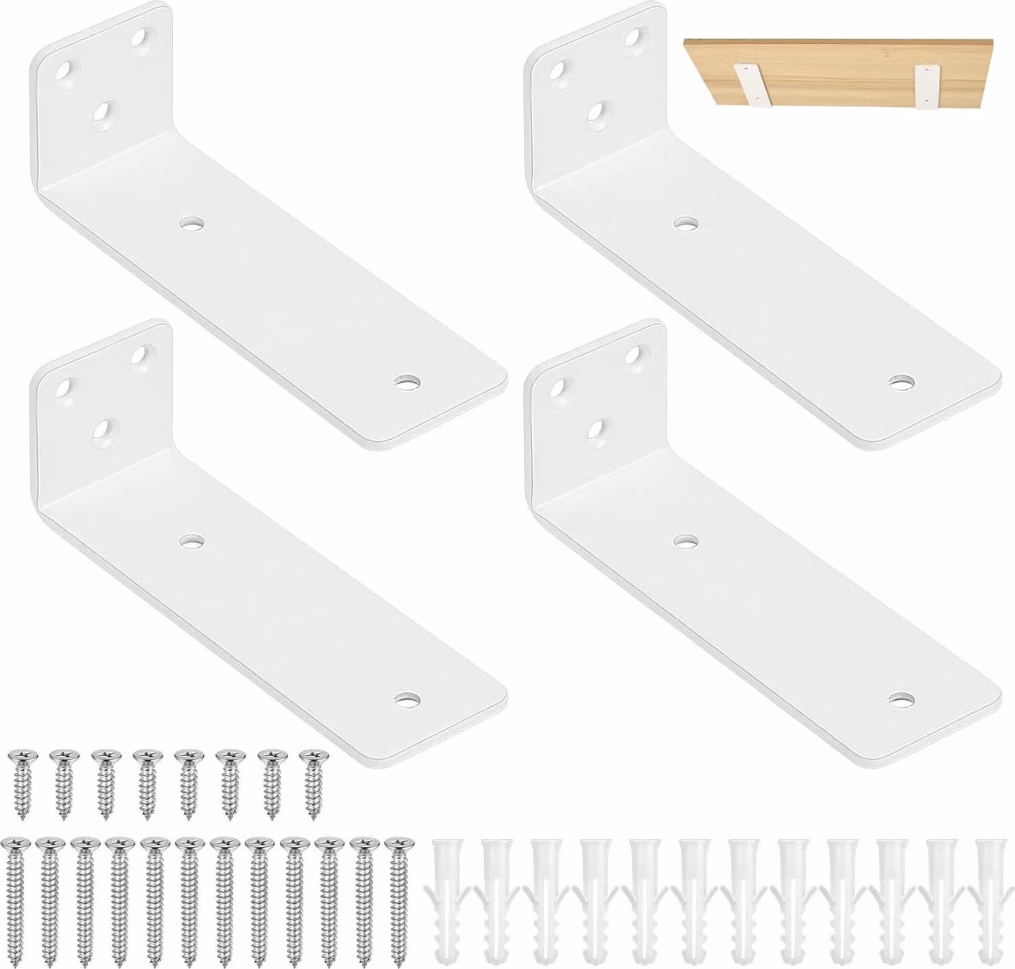 Supporti a L per mensole da parete, 125 mm, confezione da 4 pezzi, adatti per cucina e soggiorno