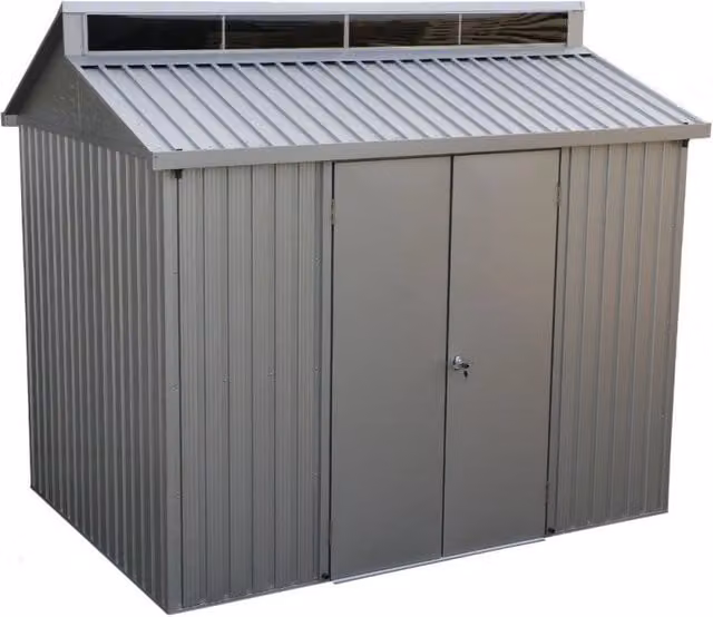 Casetta Box da Giardino GIORDANOSHOP in Alluminio Grigio con Doppia Porta, Finestra e Serratura L/P/H: 263,2 x 182,5 x 230,5 cm