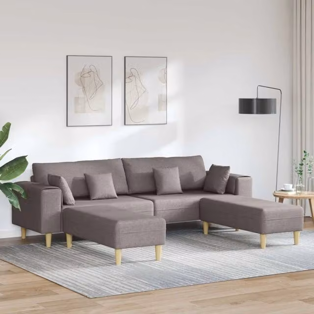 Divano angolare moderno vidaXL in tessuto con cuscini, disponibile in beige o grigio, L 250 x P 188 x H 76 cm