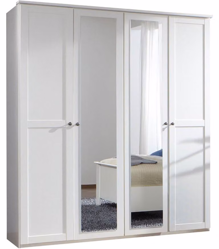 Armadio Chalet per camera da letto con specchio, disponibile in bianco