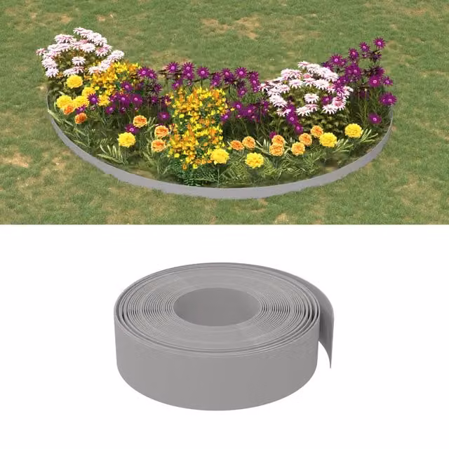 Set di 5 bordure da giardino Videx in polietilene grigio, lunghezza 10 m e altezza 15 cm – 1