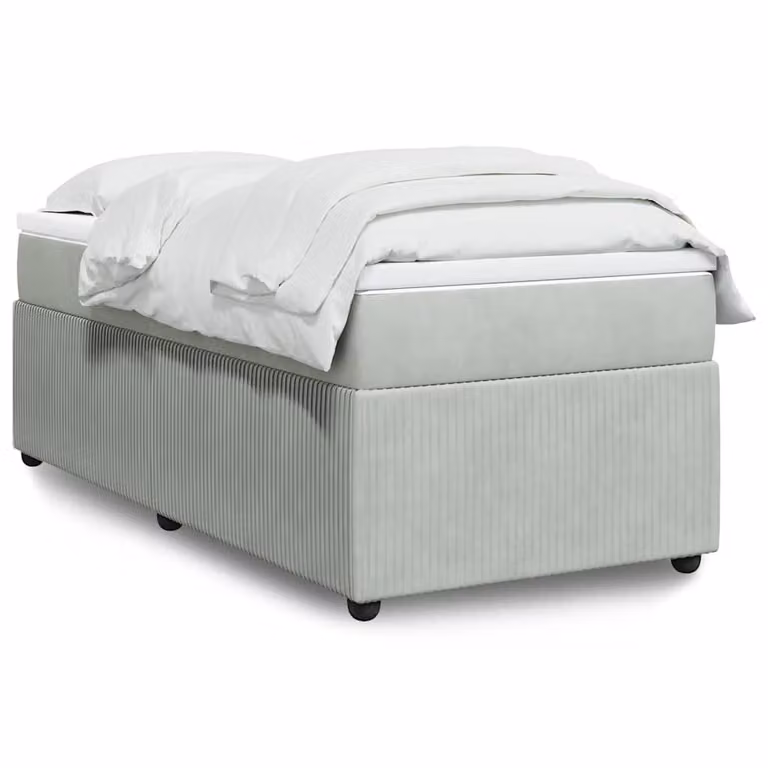 vidaXL Giroletto a Molle con Materasso in Velluto Grigio Chiaro L/P/H: 90 x 190 cm