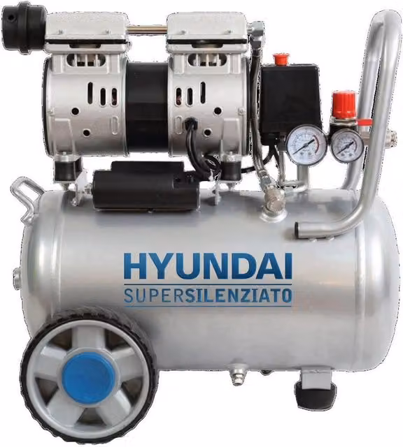 Compressore Aria Supersilenziato Hyundai 65700 da 24L Colore Argento
