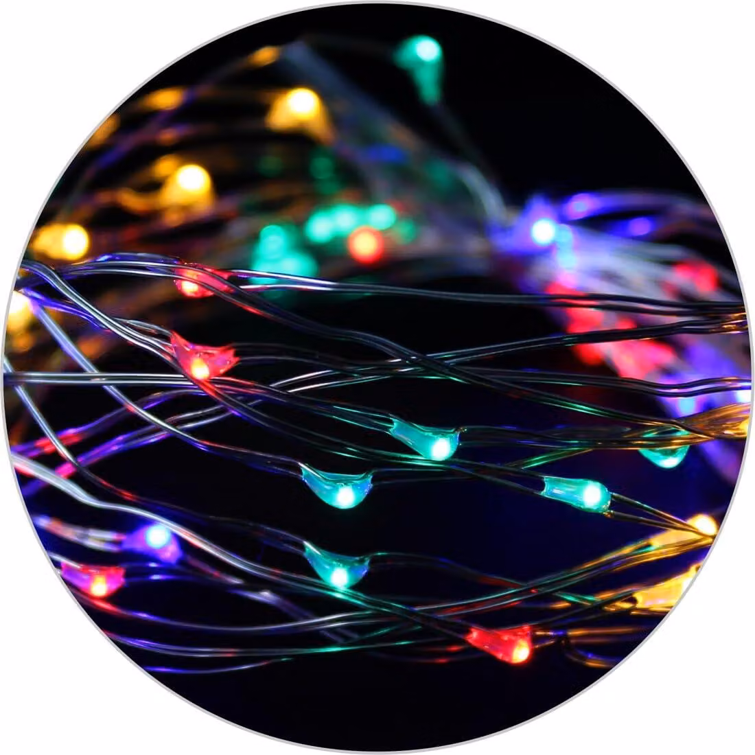 Catena luminosa Mini-LED, 5 metri, con telecomando RGB, alimentazione: 3 batterie AA