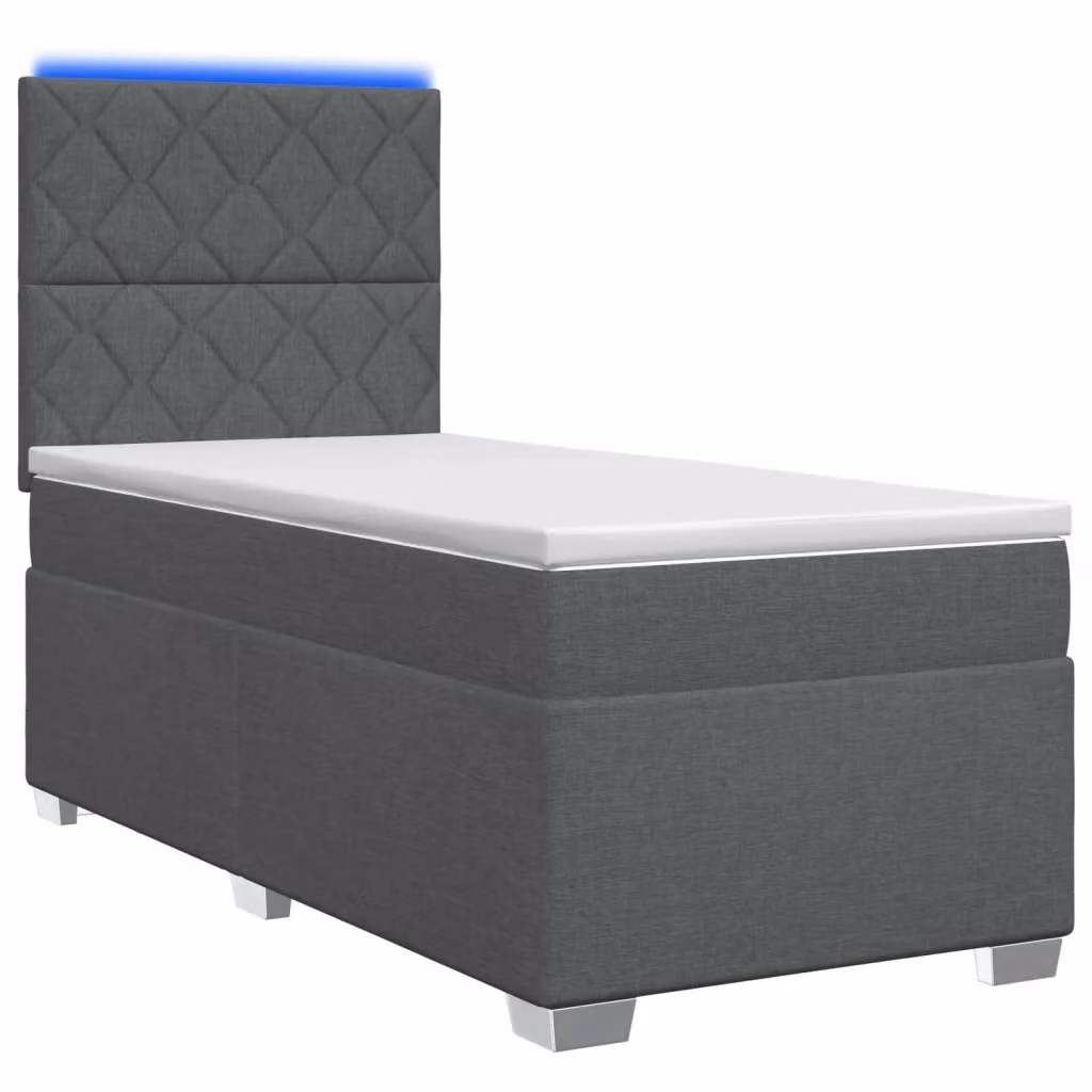 Letto box spring con materasso vidaXL in tessuto grigio con base a sollevamento, illuminazione sottostante e porta di ricarica USB, L/P: 90 x 200 cm – 2