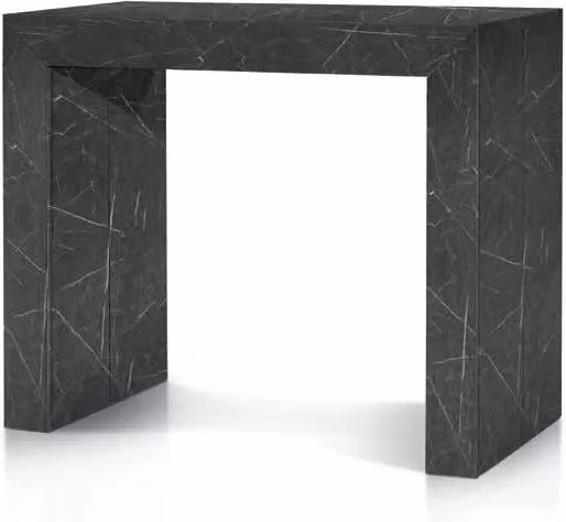 Consolle estensibile Mobili 2G con finitura marmo nero e 5 allunghe da 50 cm, L: 90 cm, P: 45 cm, H: 75 cm (aperta 295 cm) – 2