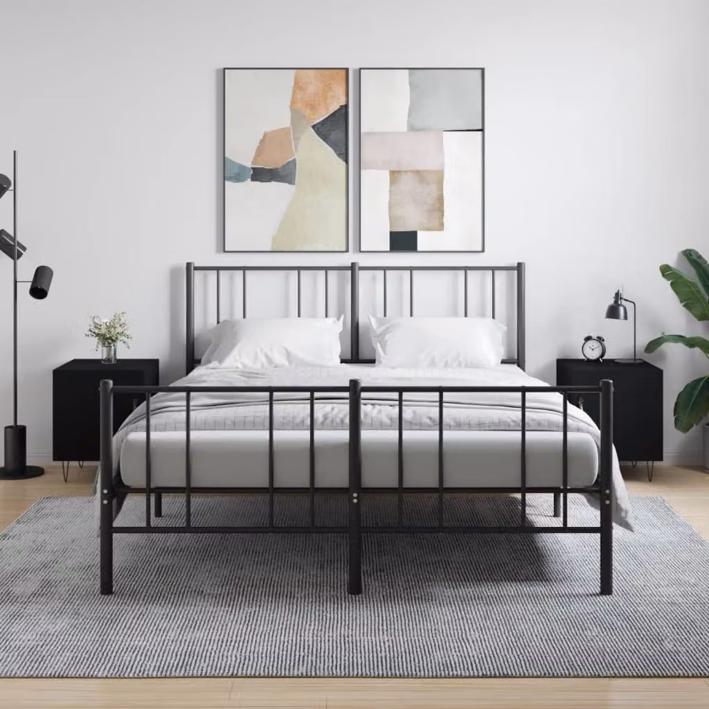 Set di 2 comodini vidaXL neri in legno multistrato per camera da letto L/P/H: 40 x 40 x 50 cm