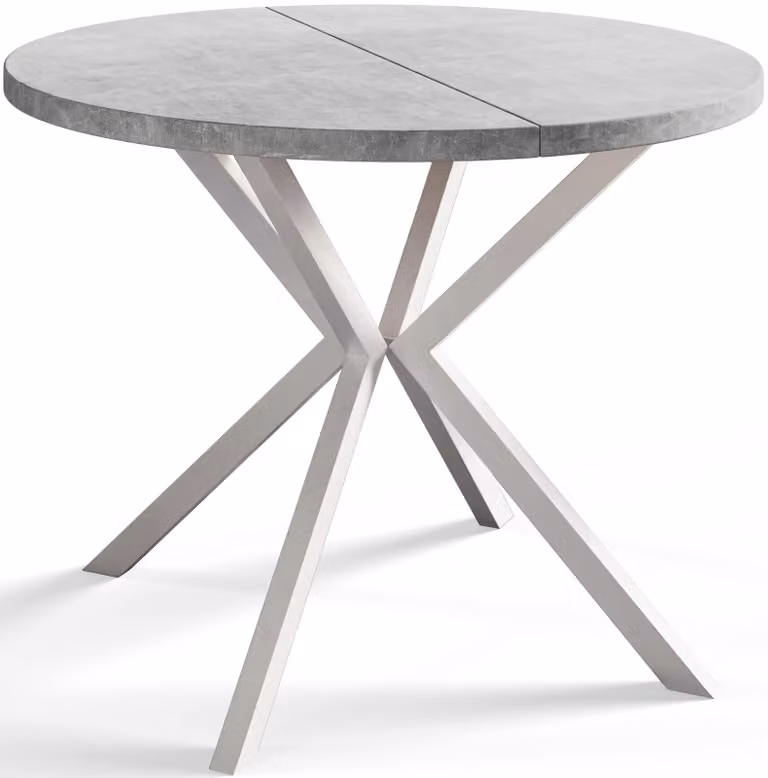 Alpi Moebel, Tavolo da Pranzo Rotondo, Tavolo da Cucina Allungabile, Diamentro: 100-180 cm, Gambe in Metallo Bianche, Grigio chiaro, Collezione Loft Liten