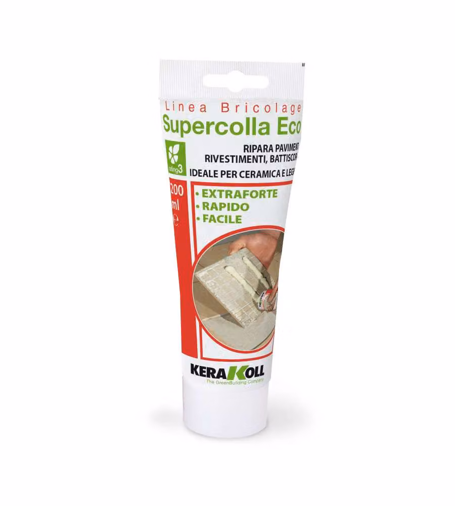 Kerakoll Supercolla Eco 200ml - Adesivo organico minerale extraforte - Riparazione pavimenti e battiscopa