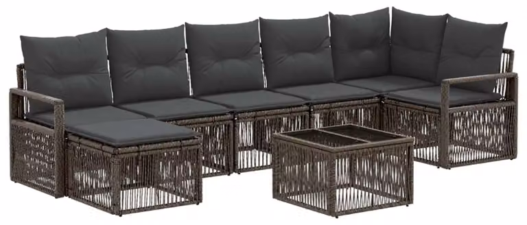 Set Divano da Giardino 8 pcs Grigio polyrattan