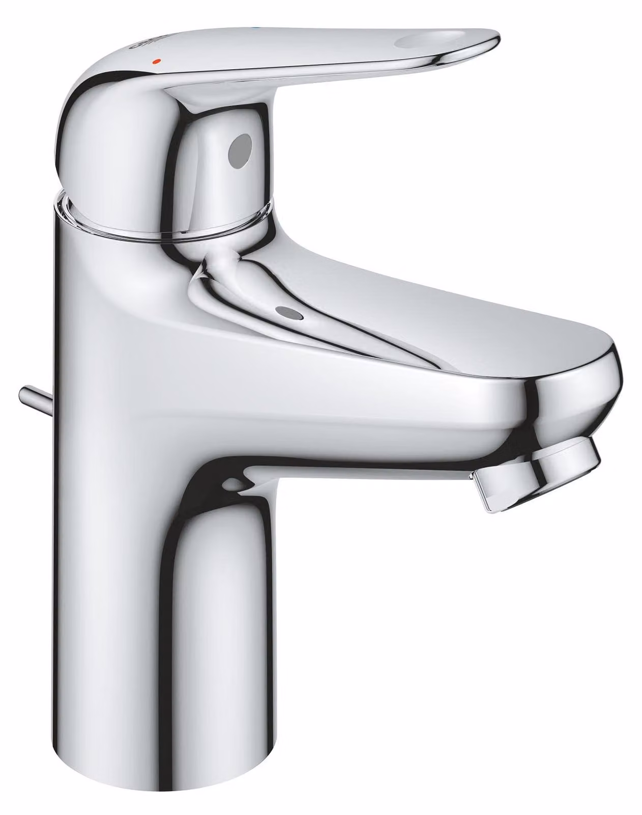 Miscelatore monocomando per lavabo, attacco 1/2", finitura cromata, completo di gruppo di scarico