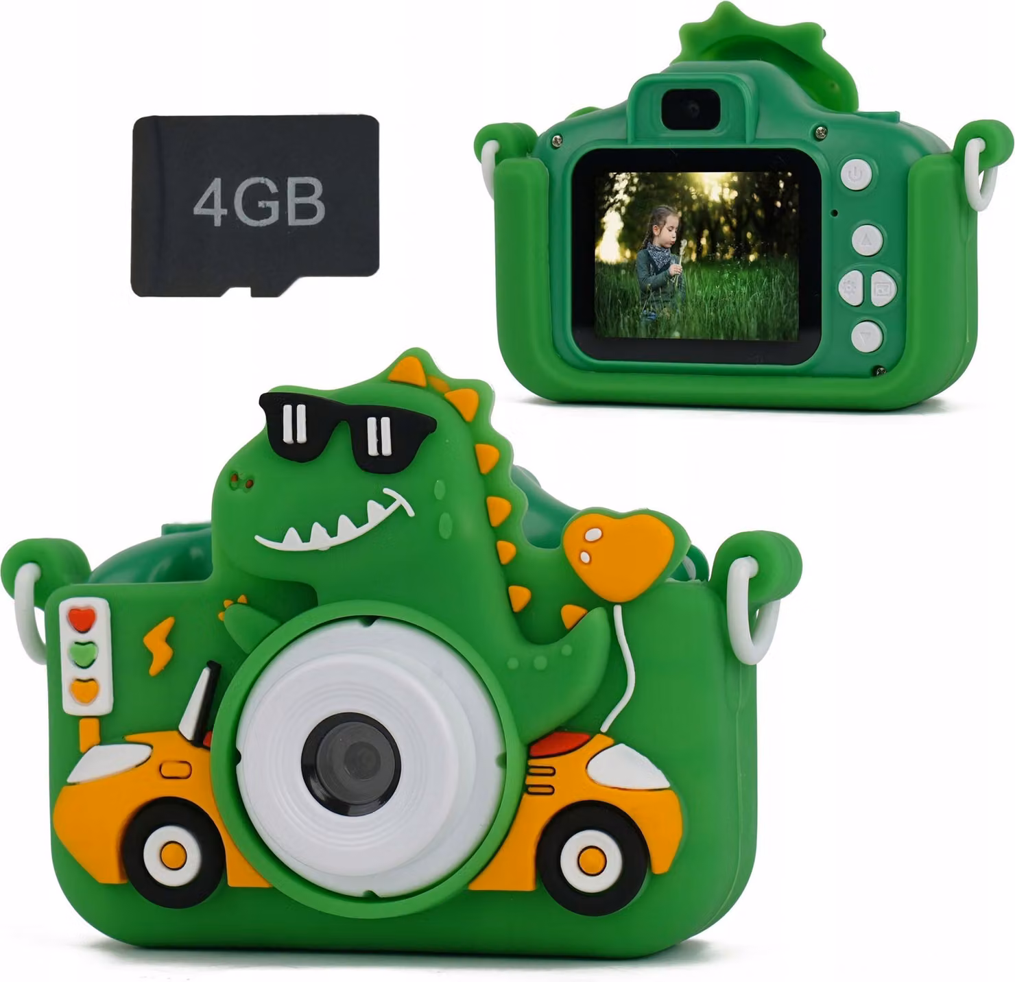 XREC X2 48MP 1080p Fotocamera digitale per bambini 5x Giochi MP3 + Scheda 4GB / XREC X2 / Verde dinosauro