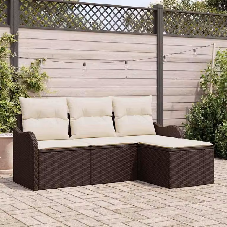 Maison Exclusive - Set Divano da Giardino 4 pcs Marrone polyrattan