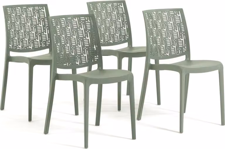 set di 4 sedie impilabili in polipropilene con fibra di vetro per uso esterno e giardino, bar e ristorante, cucina design moderno - AYDA - Verde salvia