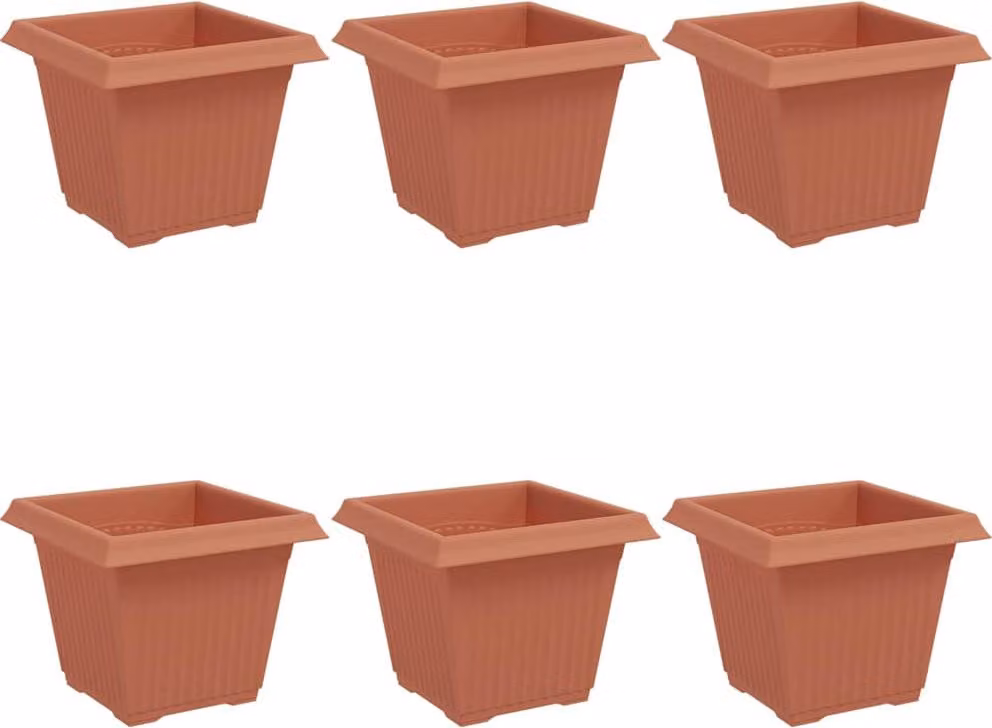 Vaso quadrato per fiori 6 pcs Rosso Mattone 20 x 20 x 16 cm