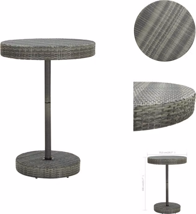 vidaXL Tavolo da giardino grigio 75,5x106 cm in poly rattan - Tavoli da giardino